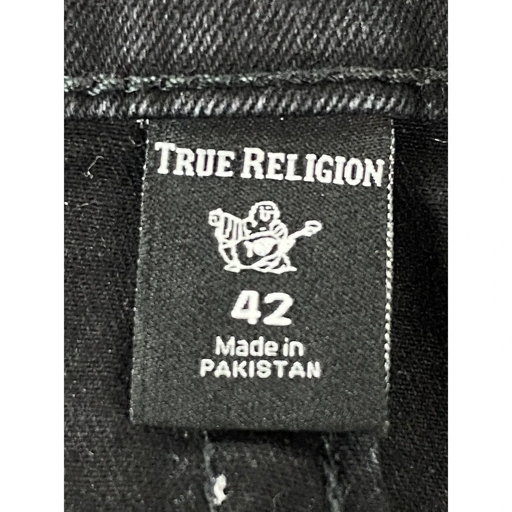 True Religion Jeans Mens 42x33 Black GENO Relaxed Tour Horseshoe Luxury Designer